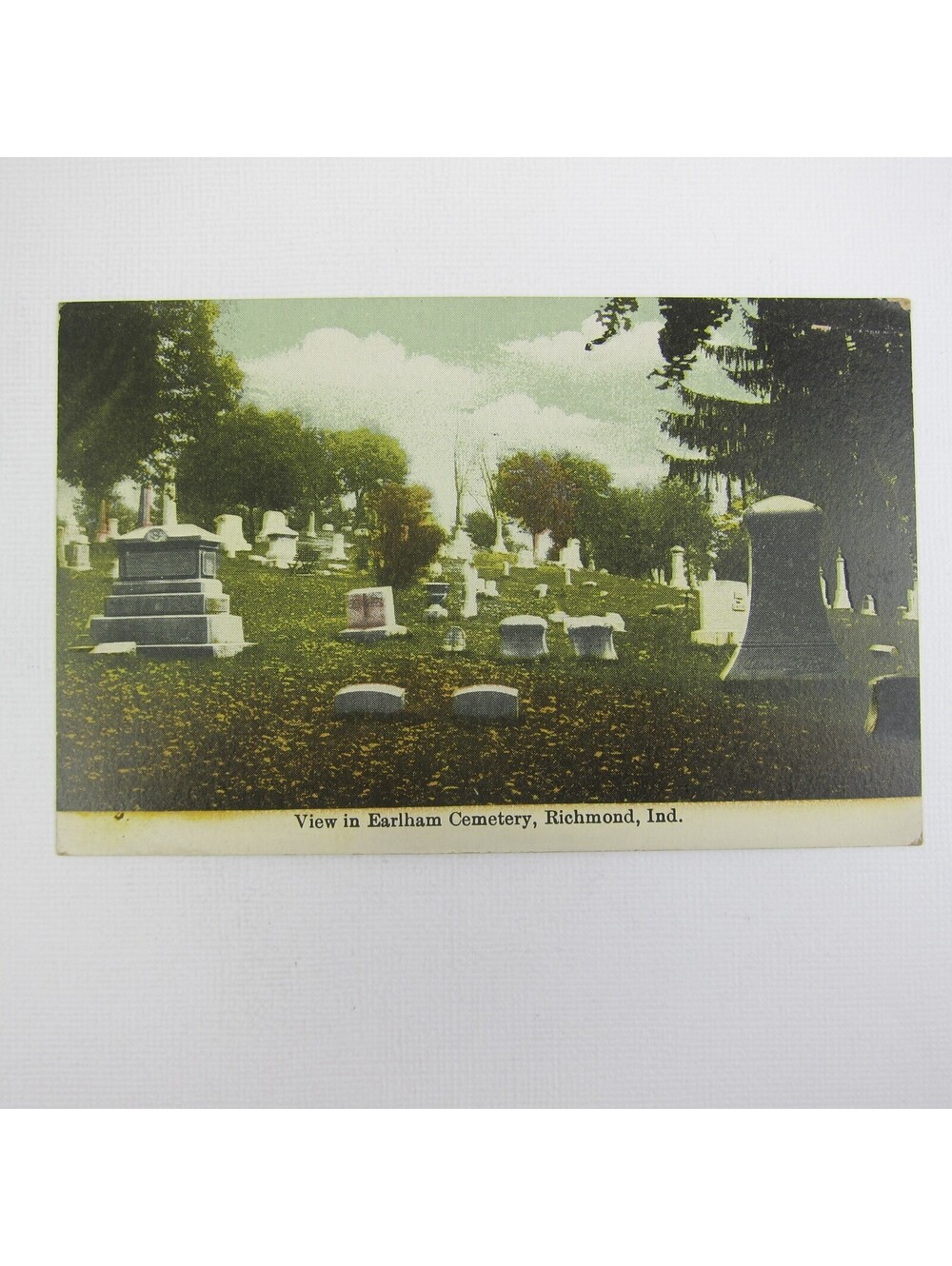 Antique Richmond Indiana Postcard View in Earlham Cemetery UNPOSTED